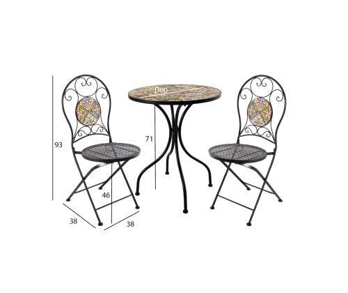 Rõdukomplekt MOROCCO laud ja 2 tooli
