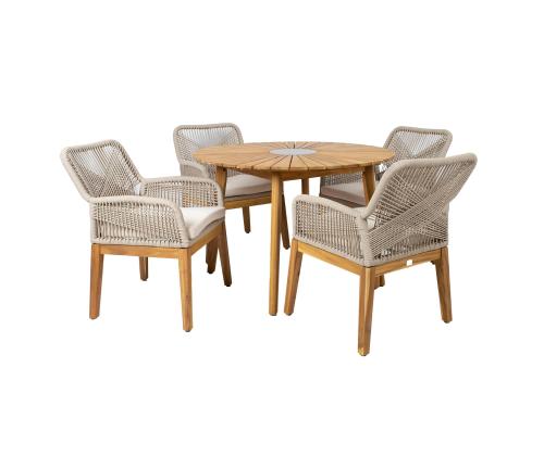 Aiamööblikomplekt FLORIDA laud ja 4 tooli, beež