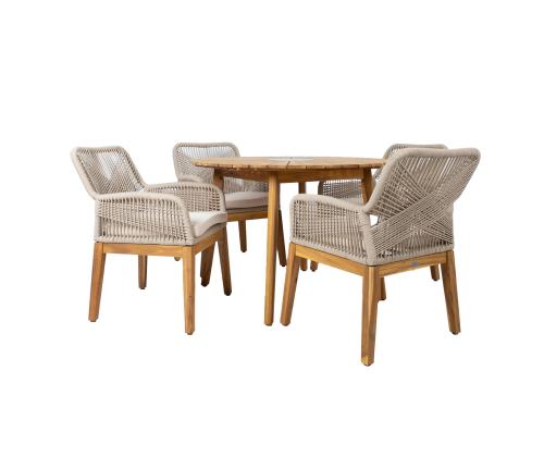 Aiamööblikomplekt FLORIDA laud ja 4 tooli, beež