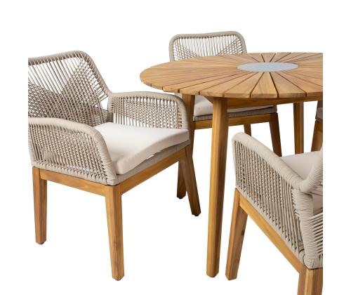 Aiamööblikomplekt FLORIDA laud ja 4 tooli, beež