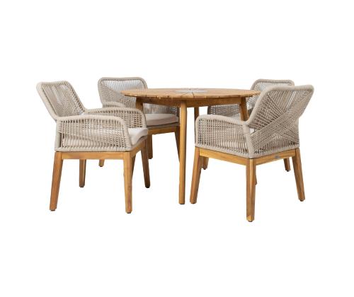 Aiamööblikomplekt FLORIDA laud ja 4 tooli, beež