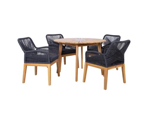 Aiamööblikomplekt FLORIDA laud ja 4 tool, hall