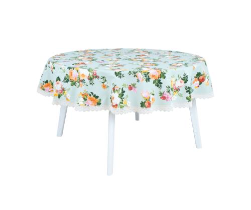 Laudlina SUMMER FLOWER pitsiga, D170cm, lilleline, 20% polüester, 80% puuvill, kangas 429