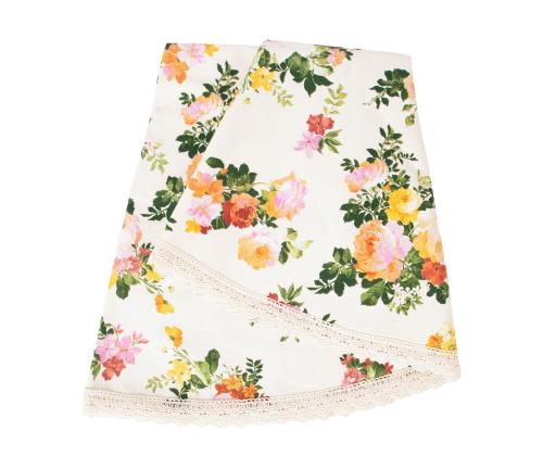 Laudlina HOLLY pitsiga, D170cm, heledad roosid, 20% polüester, 80% puuvill, kangas 495