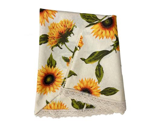 Laudlina LONETA NEW pitsiga, D170cm, päevalilled, 50% polüester, 50% puuvill, kangas 424