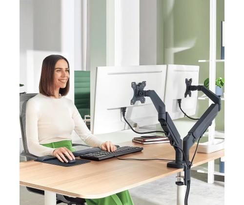 Monitori lauakinnitus LEITZ Ergo SpaceSaving Dual kuni 32 9kg tumehall