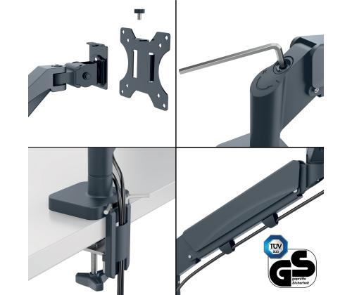 Monitori lauakinnitus LEITZ Ergo SpaceSaving Single kuni 32 9kg tumehall