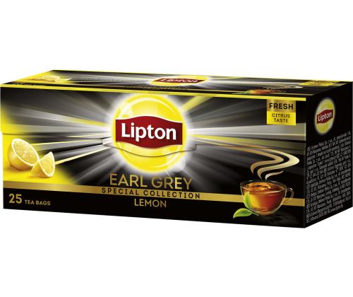 Must tee LIPTON Earl Grey Lemon 25tk fooliumümbrikus