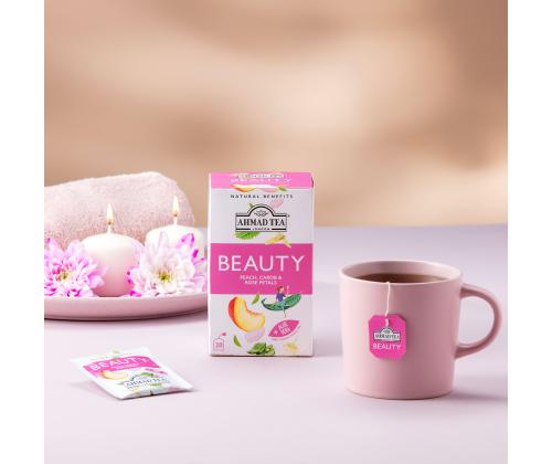 Taimetee AHMAD Beauty virsiku-, jaani- ja roosi kroonlehed 20tk ümbrikus