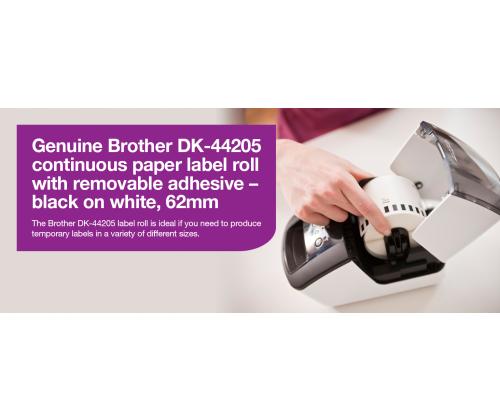 Etikett BROTHER DK44205 kergesti eemaldatav paberteip 62mm valge