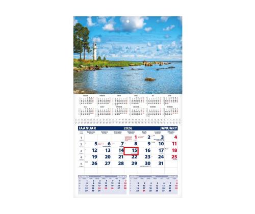 Seinakalender UNO, avatud mõõt 297x425mm (PILT nr. 1) 00320/40203