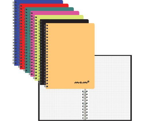 Kaustik spiraalköites A4 MEMO ruuduline värvivalik 60 lehte