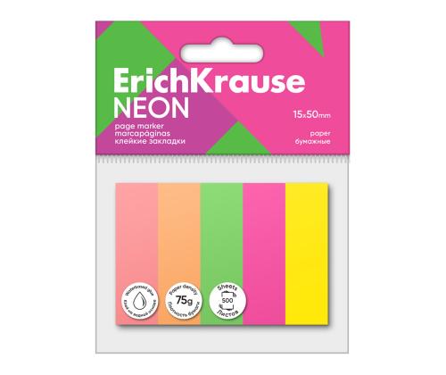 Järjehoidja ERICH KRAUSE Neon, 15x50 mm, 500 lehte, 5 värvi