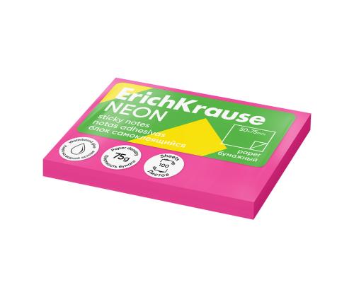 Märkmepaber ERICH KRAUSE Neon, 50х75 mm, 100 lehte, roosa