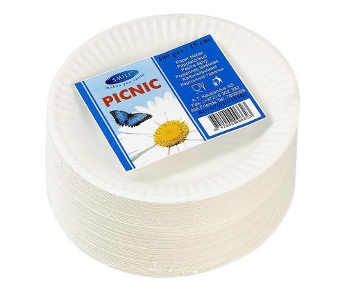 Papptaldrikud SMILE 15cm, 100tk