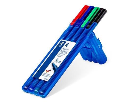 Pastapliiats korgiga STAEDTLER triplus® ball 437 M1,0mm 4 värvi komplekt
