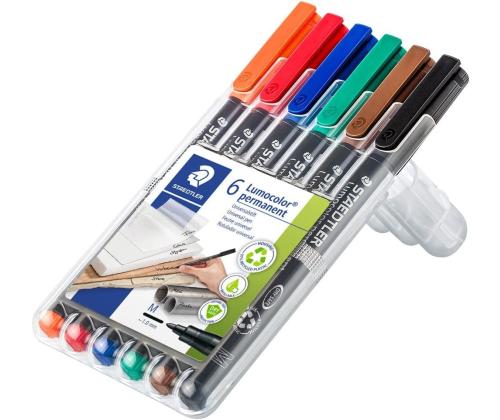Permanentne marker OHP STAEDTLER Lumocolor 317 M 1,0mm 6 värvi komplekt
