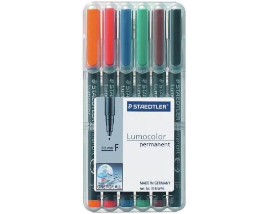 Permanentne marker OHP STAEDTLER Lumocolor 318 F 0,6mm 6 värvi komplekt
