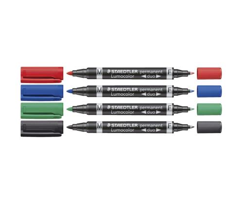 Permanentne marker STAEDTLER Lumocolor Duo 348 kahe otsaga 0,61,5mm 4 värv komplekti