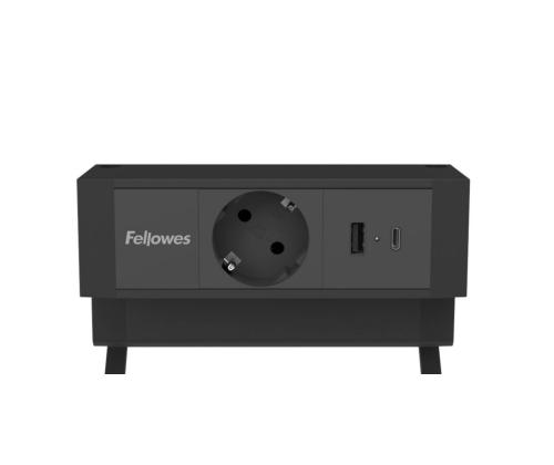 Pikendusjuhe  laadimisjaam lauale FELLOWES Desk 1-pesa, 1 x USB-A ja 1 x USB-C must