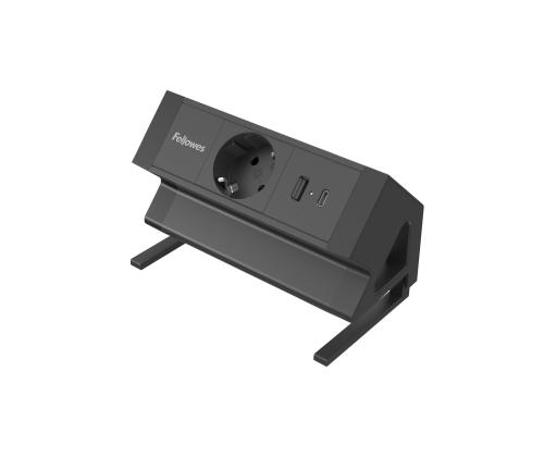 Pikendusjuhe  laadimisjaam lauale FELLOWES Desk 1-pesa, 1 x USB-A ja 1 x USB-C must