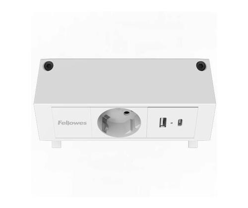 Pikendusjuhe  laadimisjaam lauale FELLOWES Desk 1-pesa, 1 x USB-A ja 1 x USB-C valge