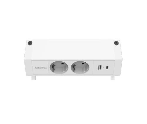 Pikendusjuhe  laadimisjaam lauale FELLOWES Desk 2-pesa, 1 x USB-A ja 1 x USB-C valge