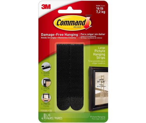 Pildikinnitusribad 3M COMMAND 17206BLK L suurus must, 7,2kg