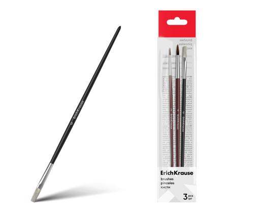 Pintslid ERICH KRAUSE akvarell- ja plakatvärvidele, poni- ja harjakarvad, 3 tk
