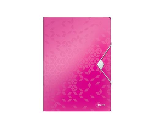 Plastmapp A4 kummiga LEITZ WOW roosa