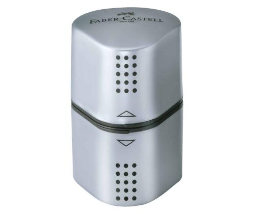 Pliiatsiteritaja 3-osaline kogujaga Faber-Castell Grip hõbedane