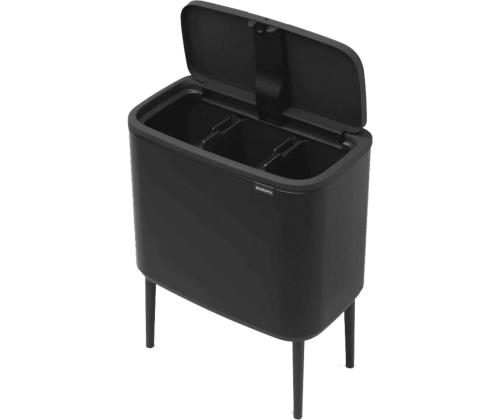 Prügikast 3x11L jalgadel BRABANTIA Bo Touch Bin must