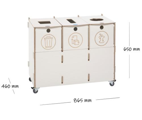 Prügikast 40L x 3 sorteerimisjaam SORTAIDER Container W3