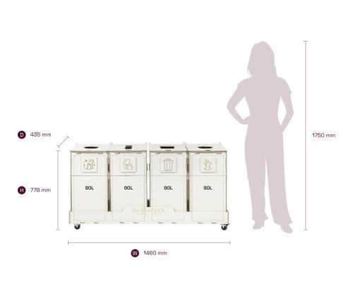 prügikast 90L x 4 sorteerimisjaam SORTAIDER SORTER 90W4