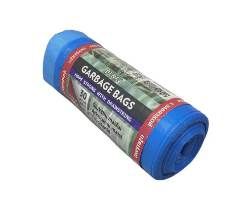 Prügikott nööridega 35L (510x530mm ) LDPE 13mic 30tkrullis sinine