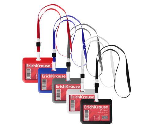 Kaardihoidja, horisontaalne koos kaelapaelaga  ERICH KRAUSE hard plastic ABC, 85х54 mm, assortii