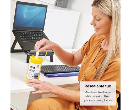 Puhastuslapid pindadele niisutatud FELLOWES 100tk purgis