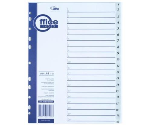 Registri vahelehed A4 1-20 hall plast Forpus