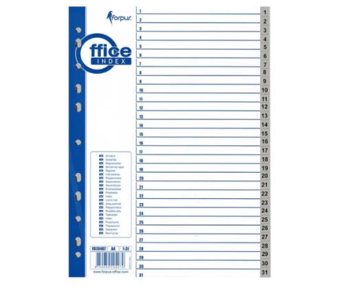 Registri vahelehed A4 1-31 hall plast Forpus