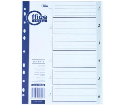 Registri vahelehed A4 1-6 hall plast FO