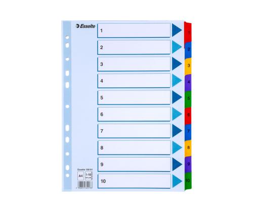Registri vahelehed ESSELTE A4 1-10 värvi kartong