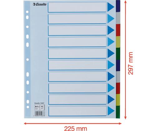 Registri vahelehed ESSELTE Maxi A4+ 10 värvi plast