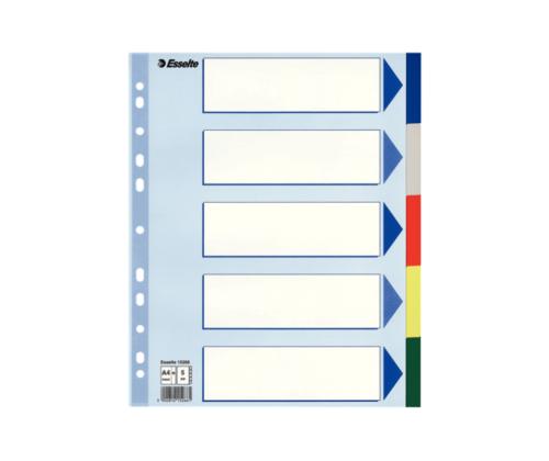 Registri vahelehed ESSELTE Maxi A4 5 värvi plast