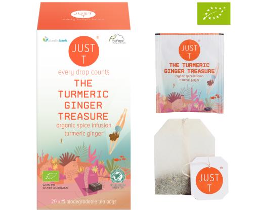 Roheline tee JUST T The Tumeric Ginger Treasure Bio kurkumi ja ingveriga 20tk