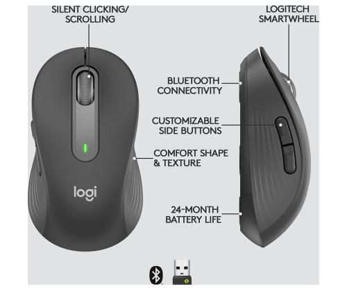 LOGITECH Signature M650 L, must - Juhtmevaba hiir