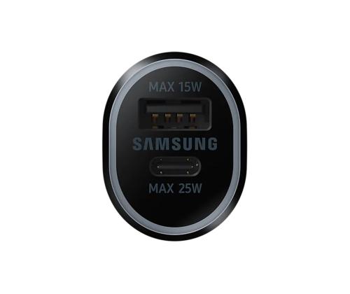 Samsung Duo Car Charger, USB-A, USB-C, 25 W + 15 W, must - Autolaadija