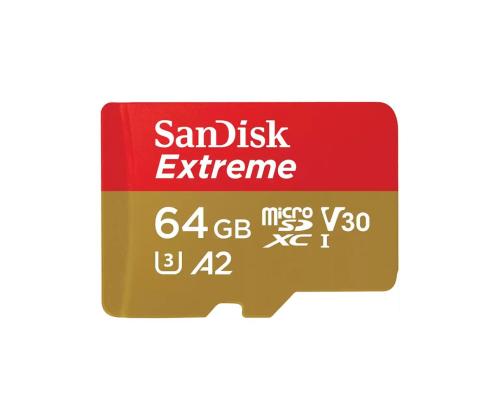 SANDISK Extreme, microSD, 64 GB - Mälukaart ja adapter