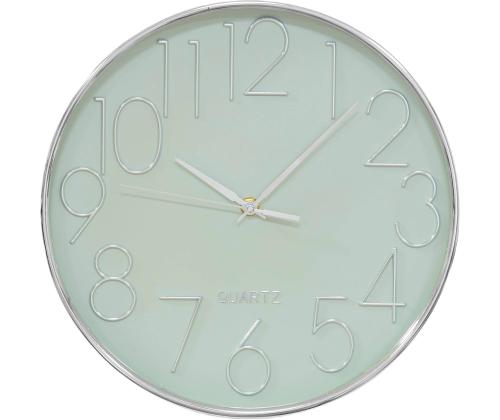 Seinakell 30cm taust heleroheline numbrid hõbedased, raam hõbedane