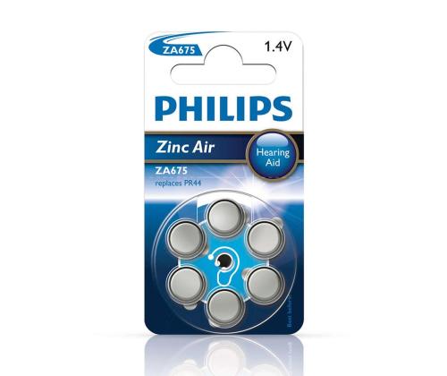 6 x Patarei Philips ZA675 1.4 V Zinc Air (PR44)