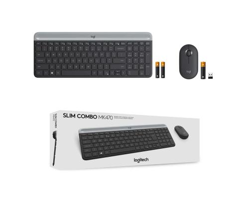 Logitech Slim Combo MK470, SWE, hall - Juhtmevaba klaviatuur + hiir